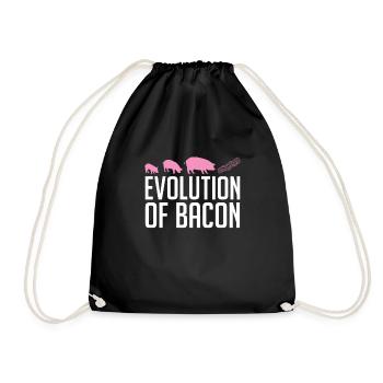 Evolution of Bacon Breakfast Bacon Lover Meat - Drawstring Bag - black - Front