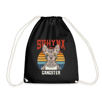 Sphynx gangster vintage retro design For Sphynx - Drawstring Bag - black - Front