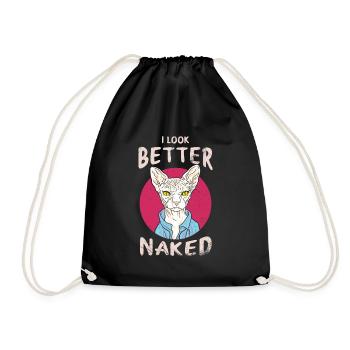 I Look Better From Naked Design For Sphynx Cat - Drawstring Bag - black - Front