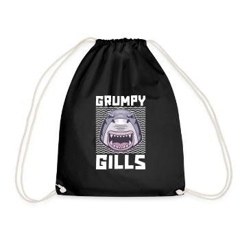 Grumpy Gills Für Hailiebhaber Und Meeresbiologen - Turnbeutel - Schwarz - Vorne