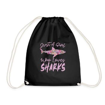 Just A Girl Who Loves Sharks For Shark Lovers - Drawstring Bag - black - Front