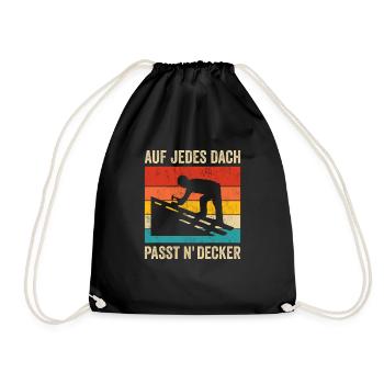 Lustiges Dachdecker Retro Vintage Design - Turnbeutel - Schwarz - Vorne