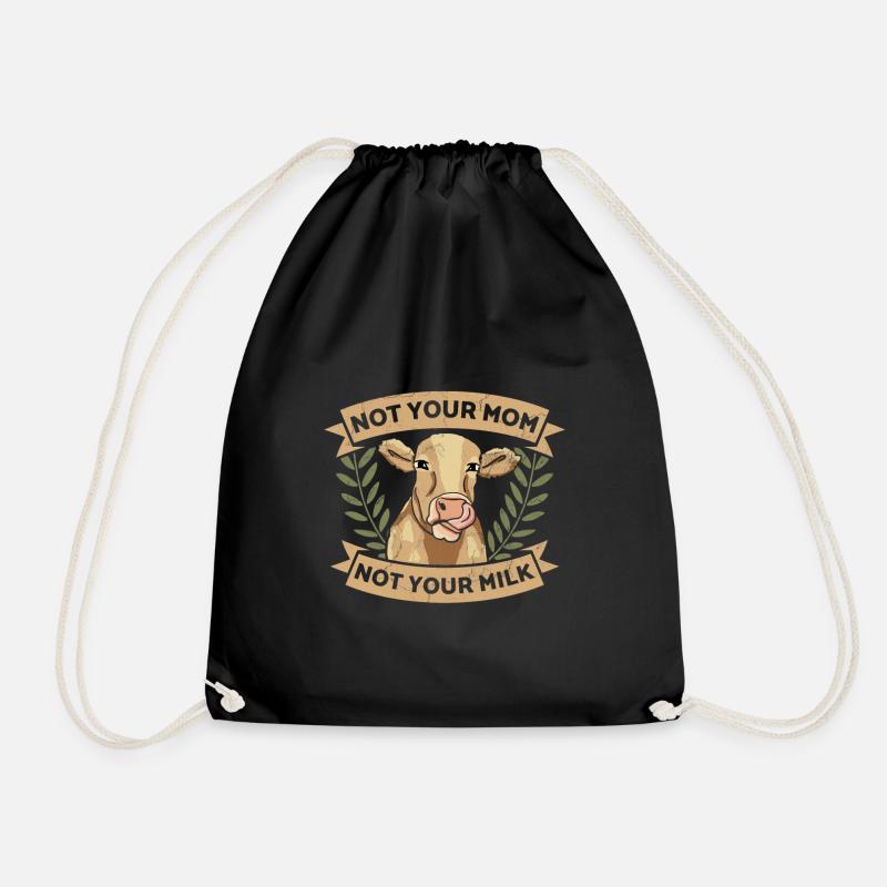 Not Your Mom Not Your Milk Animal Rights Rescue - Drawstring Bag - black