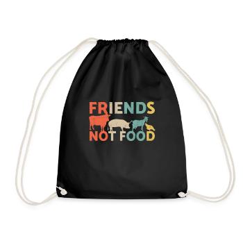 Friends Not Food Animal Rescue Animal Rights - Drawstring Bag - black - Front