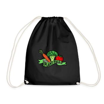 Vegan Power Plant Vegetarian Diet Veganism Veggies - Drawstring Bag - black - Front