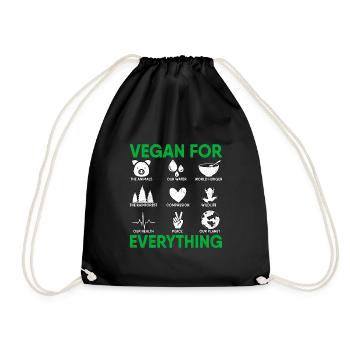 Vegan For Everything Plant Vegetarian Diet Veggies - Drawstring Bag - black - Front