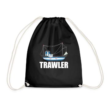 Fishing boat - Drawstring Bag - black - Front