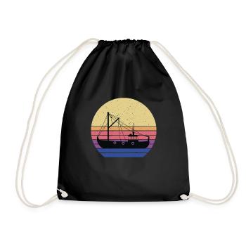 Fischkutter Retro Design - Turnbeutel - Schwarz - Vorne
