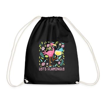 Let Us Flamingle Flamingo Lover Bird Lover - Drawstring Bag - black - Front