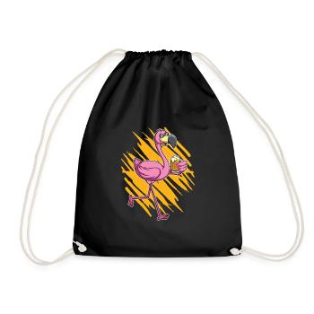 Flamingo beer drinker - Drawstring Bag - black - Front