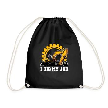 I Dig My Job For Excavator Drivers - Drawstring Bag - black - Front