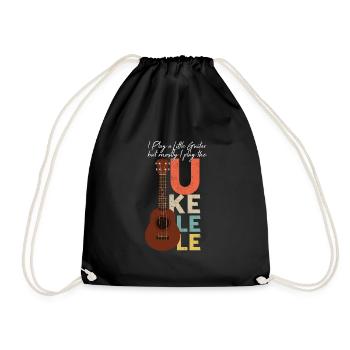 Guitar Ukelele Player Electric Guitar Bass Musicgu - Drawstring Bag - black - Front