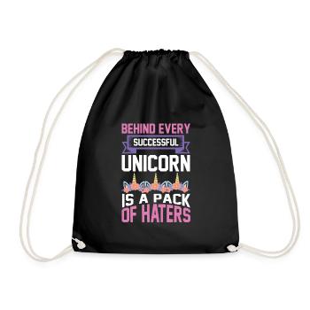 Behind every successful unicorn are haters - Drawstring Bag - black - Front