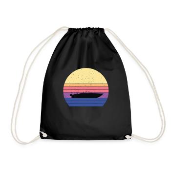 Motorboat Retro Speedboat - Drawstring Bag - black - Front