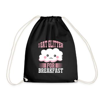 I eat glitter for breakfast Unicorn - Drawstring Bag - black - Front