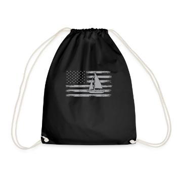 USA flag sailboat sailor - Drawstring Bag - black - Front