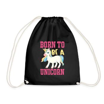 Einhorn Born To Be A Unicorn - Turnbeutel - Schwarz - Vorne