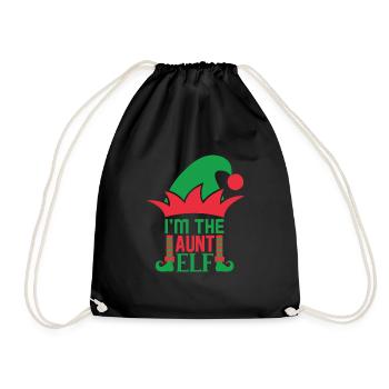 I am the Aunt Elf Norwegian Pattern - Drawstring Bag - black - Front