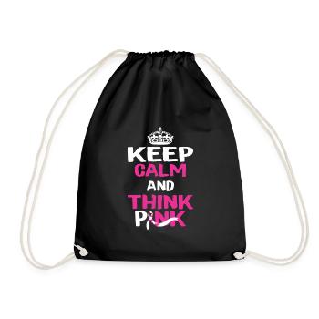 Keep calm and think pink - Drawstring Bag - black - Front