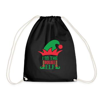 I am the Boujee Elf Norwegian Pattern - Drawstring Bag - black - Front