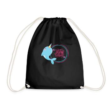 Einhorn Narwhal Unicorn - Turnbeutel - Schwarz - Vorne