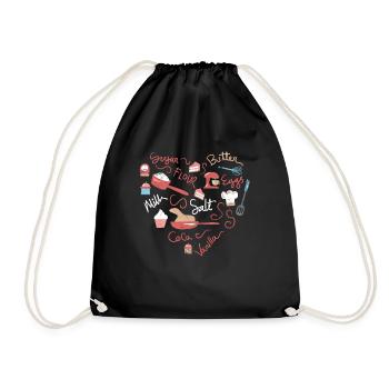 Heart Baking Design For Bakers Or Baking Fans - Drawstring Bag - black - Front