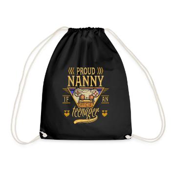Proud nanny when an official - Drawstring Bag - black - Front