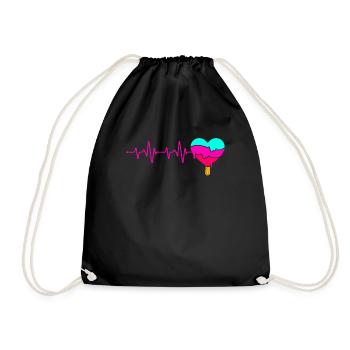 Heartbeat Ice Cream For Frozen Sweet Fans - Drawstring Bag - black - Front