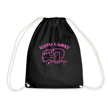Happy Camper Nature Outdoor Mountains - Drawstring Bag - black - Front