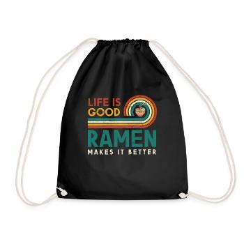 Life Is Good Ramen Makes It Better Noodles Too - Drawstring Bag - black - Front