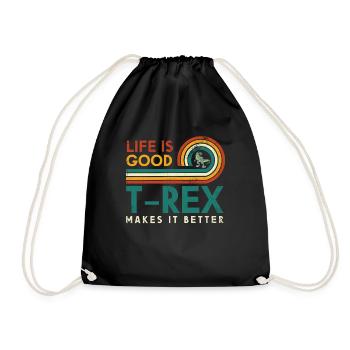 Life Is Good T-rex Makes It Better Geologist - Drawstring Bag - black - Front