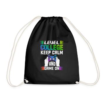 Level COLLEGE keep calm and game on - Turnbeutel - Schwarz - Vorne