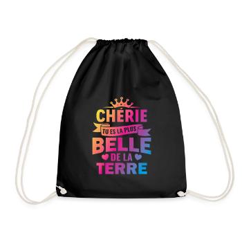 chérie tu es la plus belle de la terre couple - Sac de sport léger - noir - Devant
