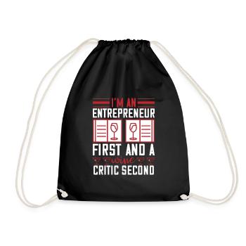I am a wine critic - Drawstring Bag - black - Front