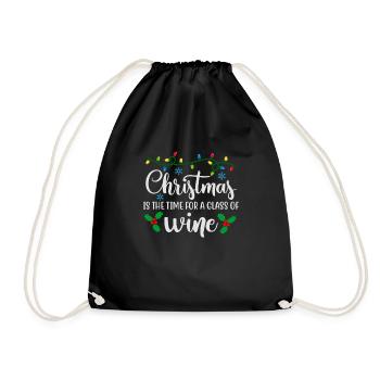 Ugly Christmas Christmas is the time for wine - Drawstring Bag - black - Front