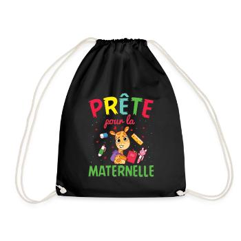 Prête Pour La Maternelle rentrée scolaire girafe - Sac de sport léger - noir - Devant