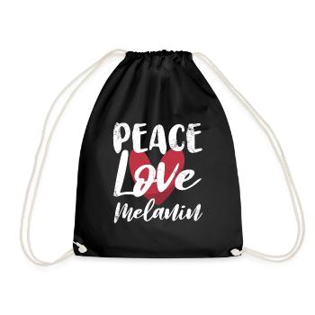 Peace Love Melanin For Proud African Americans - Drawstring Bag - black - Front
