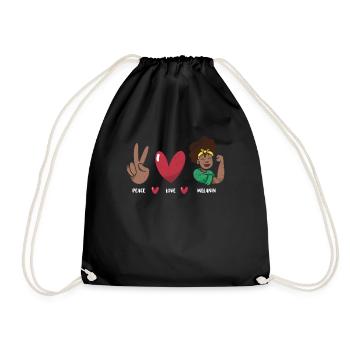 Peace Love Melanin For Proud African Americans - Drawstring Bag - black - Front