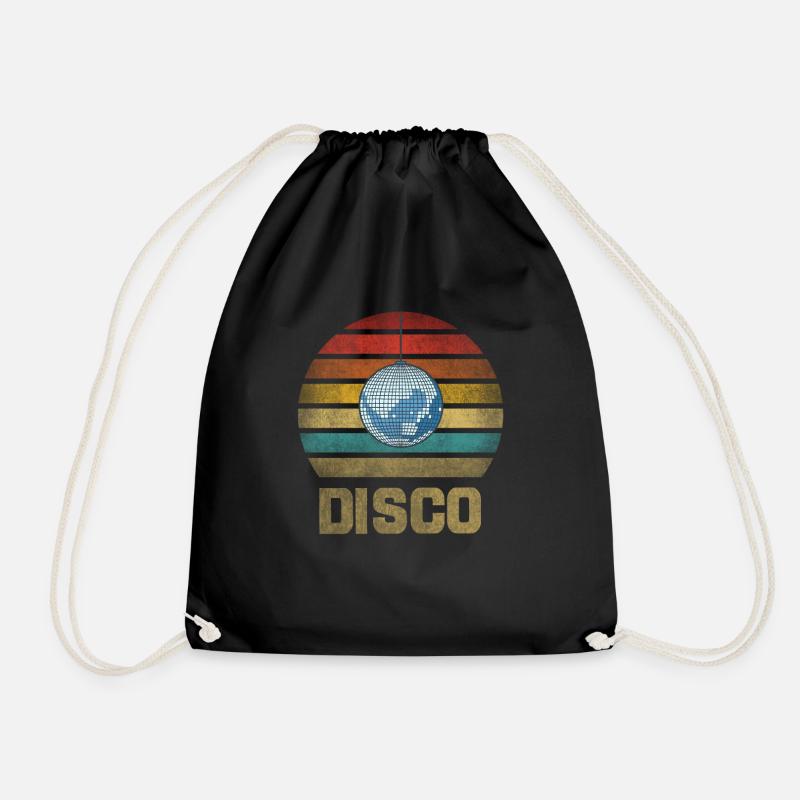 Disco Dance Party Rave Retro Vintage Sunset - Drawstring Bag - black