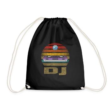 DJ Disco Dance Party Rave Retro Vintage Sunset - Drawstring Bag - black - Front