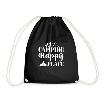 Camping Happy Place Hiking Shirt - Drawstring Bag - black - Front
