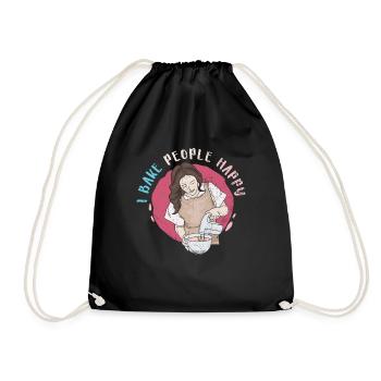 I Bake People Happy For Bakers Or Backers - Drawstring Bag - black - Front