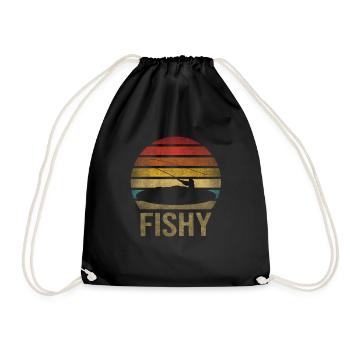 Fishing Fisherman Fisherwoman Fisher Retro Vintage - Turnbeutel - Schwarz - Vorne