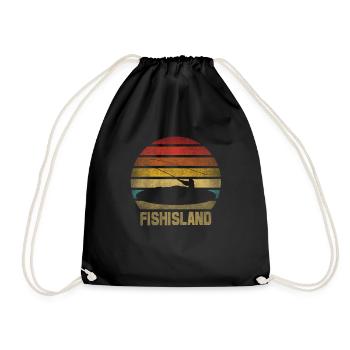 Fishing Fisherman Fisherwoman Fisher Retro Vintage - Drawstring Bag - black - Front