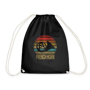 Français Instrument de cor Retro Sunset - Sac de sport léger - noir - Devant