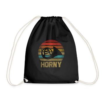 Français Instrument de cor Retro Sunset - Sac de sport léger - noir - Devant