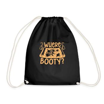Where Is The Booty Pirate Costume Pirate Ship - Drawstring Bag - black - Front