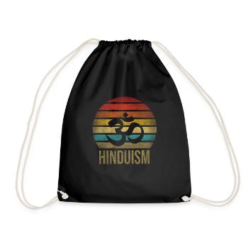 Hinduism Aum Letter Religion Retro Sunset - Drawstring Bag - black - Front