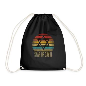Jewish Star of David Religion Retro Sunset - Drawstring Bag - black - Front