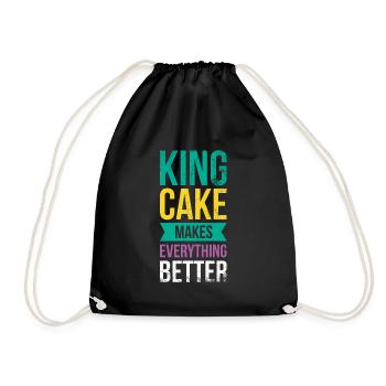 King Cake Makes Everything Better for Baker Or - Drawstring Bag - black - Front
